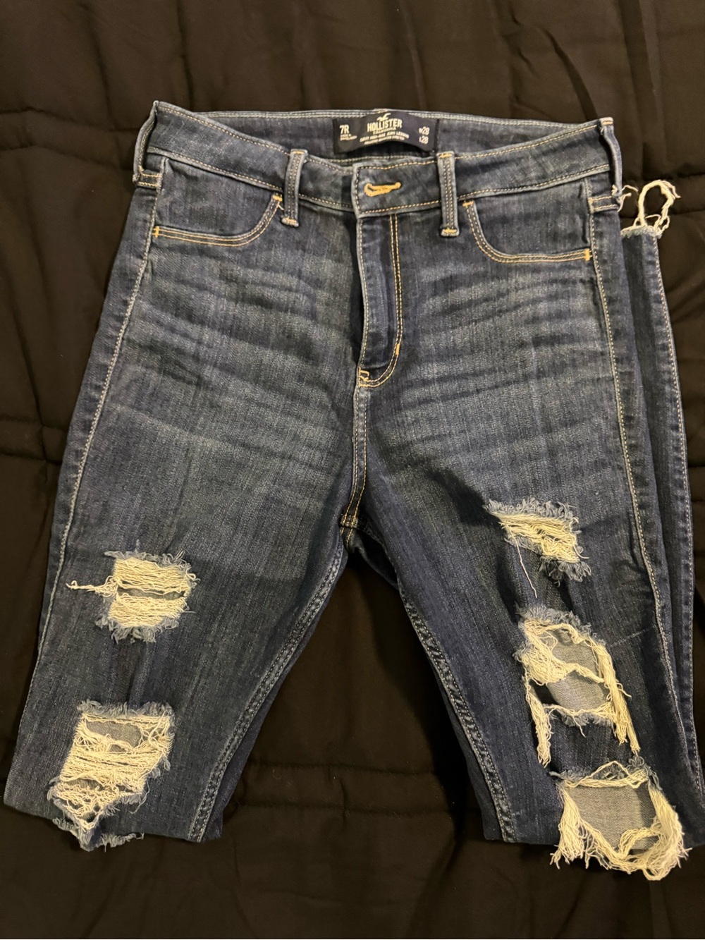Hollister Distressed Dark Blue Cropped Jeans